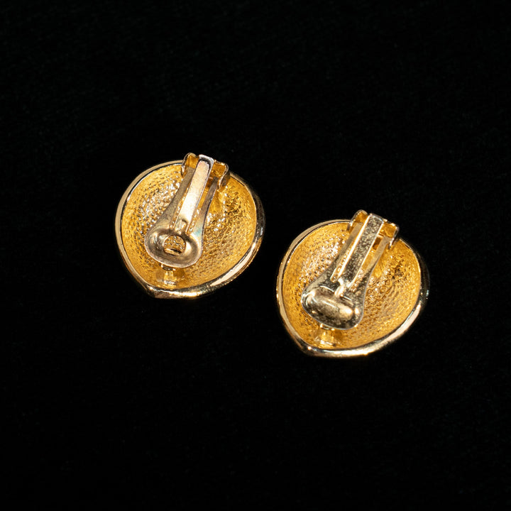 2色のコントラストが美しい ストライプ イヤリング /23K