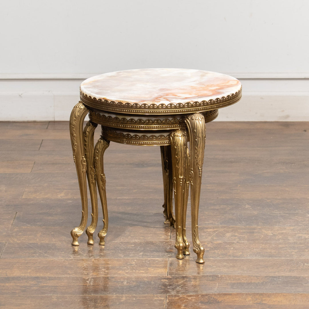 マーブルトップ ラウンド 3段 ネストテーブル /23K