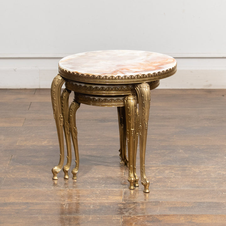 マーブルトップ ラウンド 3段 ネストテーブル /23K