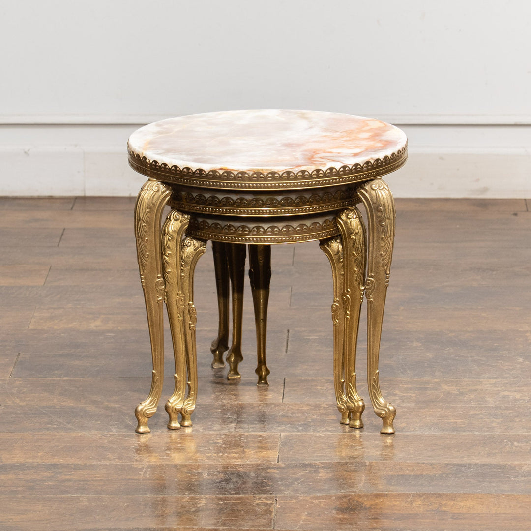 マーブルトップ ラウンド 3段 ネストテーブル /23K