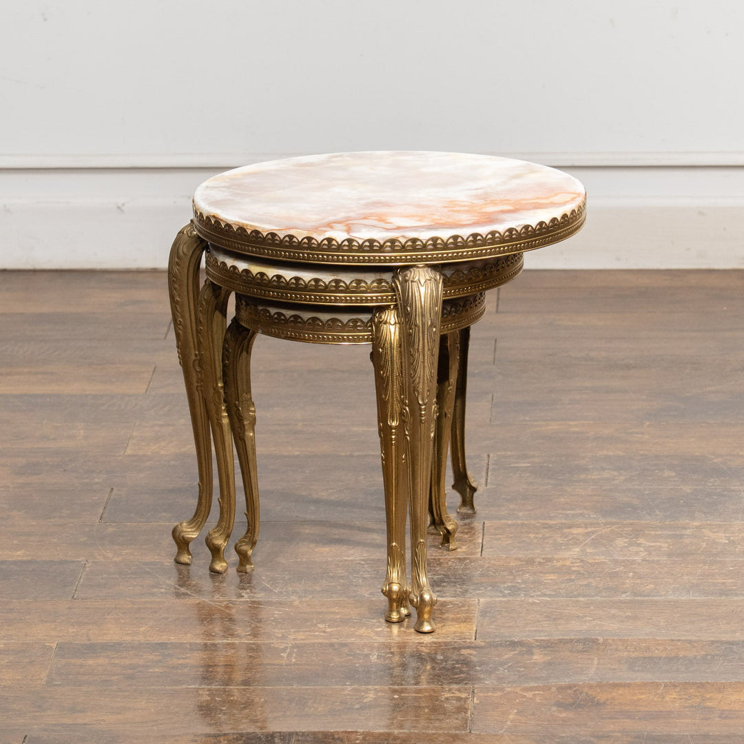 マーブルトップ ラウンド 3段 ネストテーブル /23K