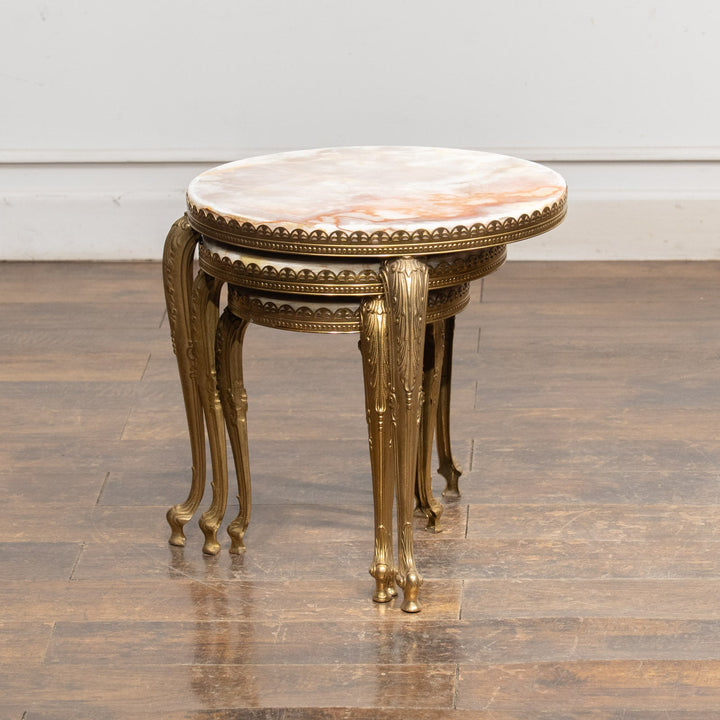 マーブルトップ ラウンド 3段 ネストテーブル /23K