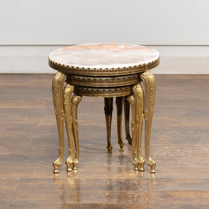 マーブルトップ ラウンド 3段 ネストテーブル /23K