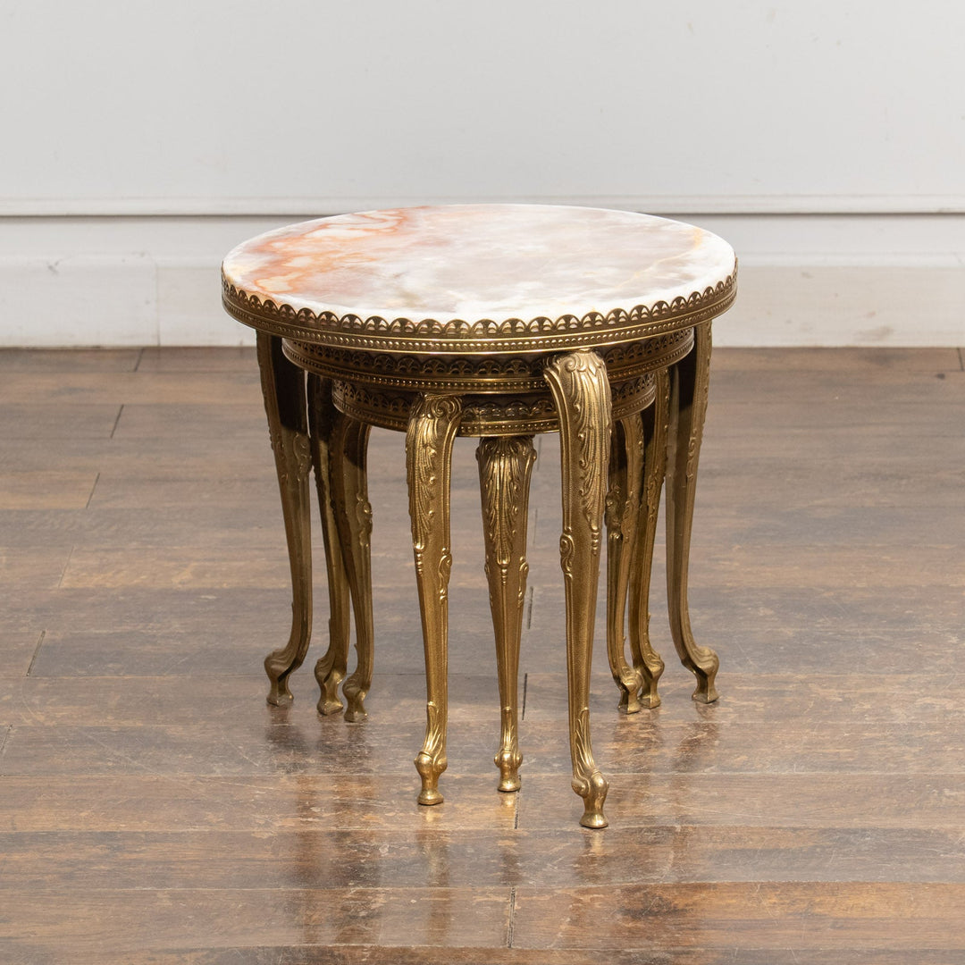 マーブルトップ ラウンド 3段 ネストテーブル /23K