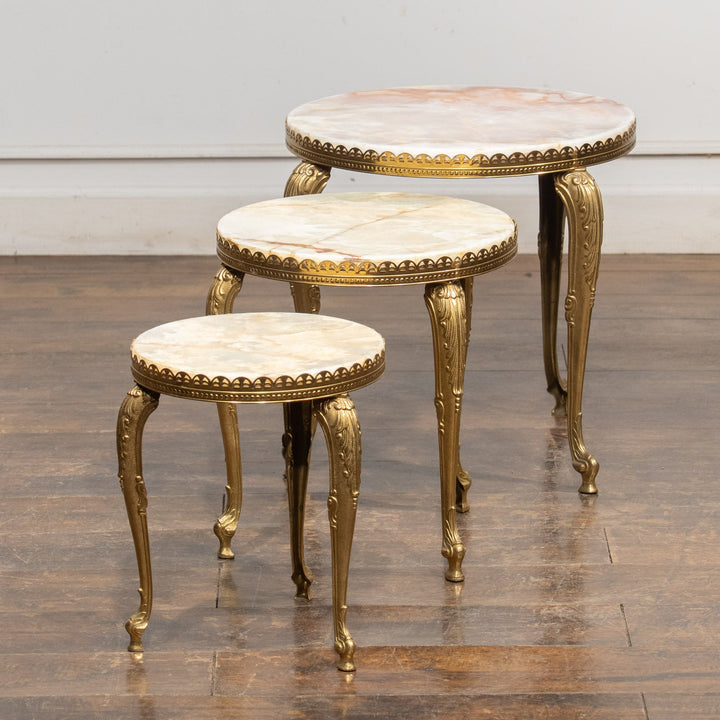 マーブルトップ ラウンド 3段 ネストテーブル /23K