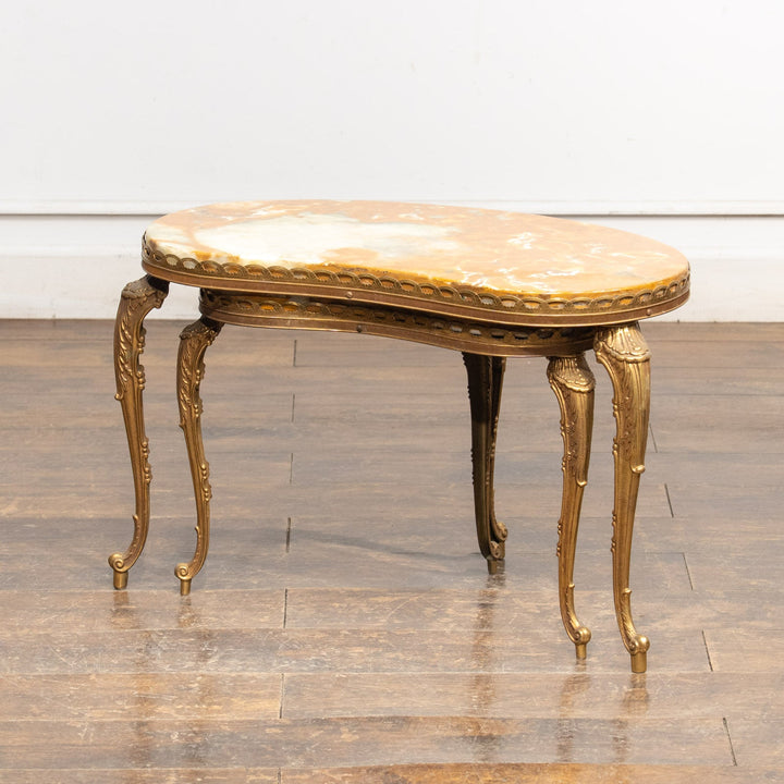 キドニーシェイプ マーブルトップ 2段ネストテーブル /23K