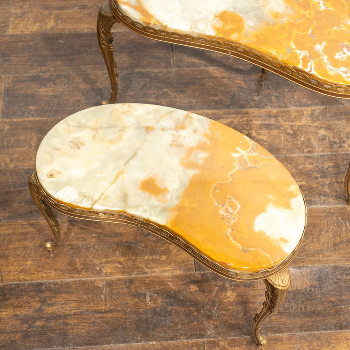 キドニーシェイプ マーブルトップ 2段ネストテーブル /23K