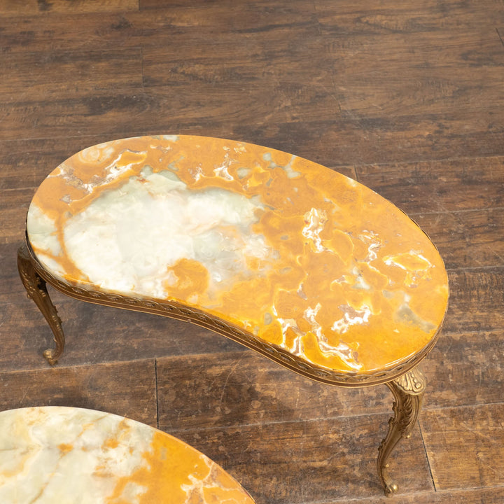 キドニーシェイプ マーブルトップ 2段ネストテーブル /23K