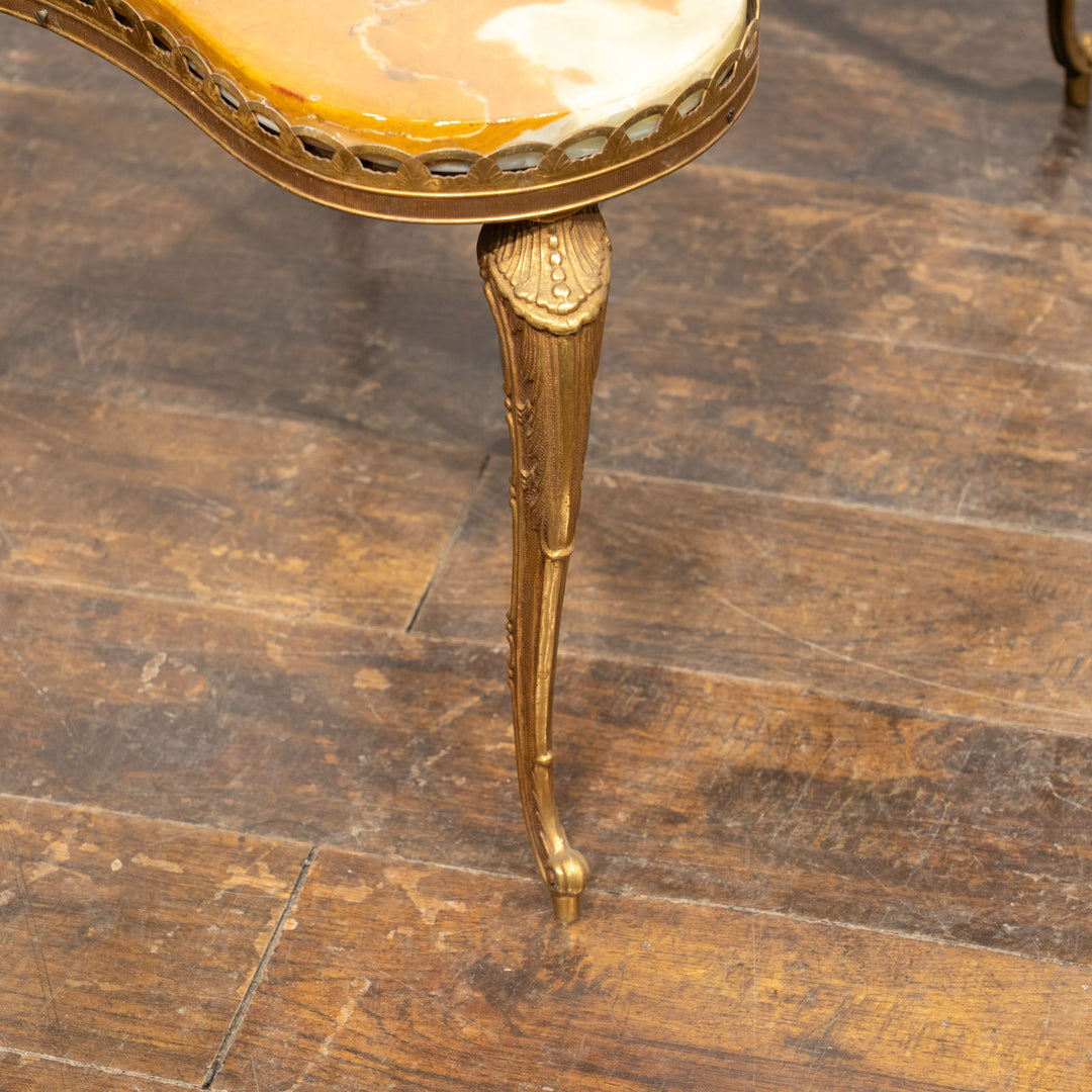 キドニーシェイプ マーブルトップ 2段ネストテーブル /23K