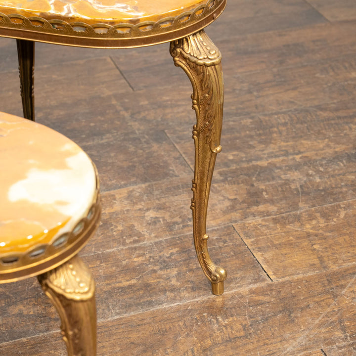 キドニーシェイプ マーブルトップ 2段ネストテーブル /23K