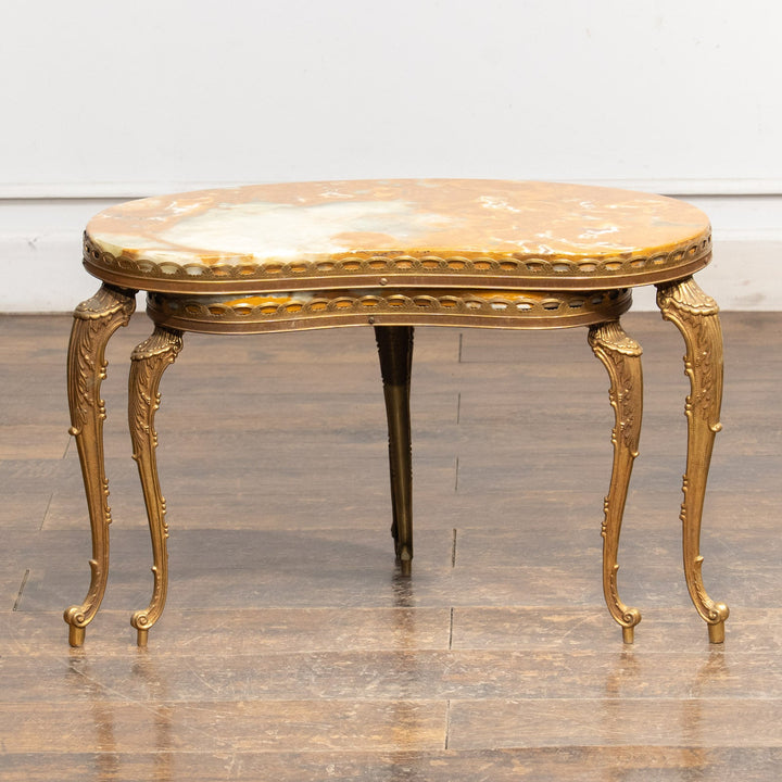 キドニーシェイプ マーブルトップ 2段ネストテーブル /23K