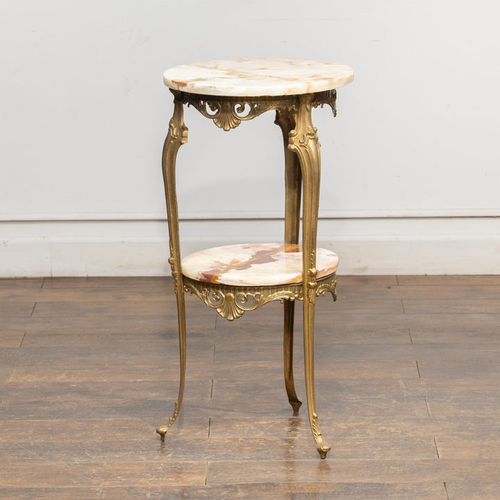 マーブルトップ ラウンド 2段 オケージョナルテーブル /23K-B