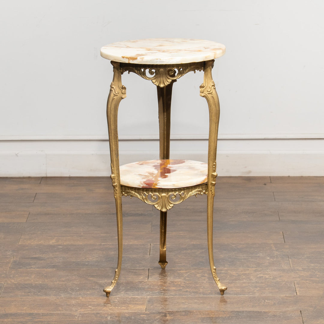 マーブルトップ ラウンド 2段 オケージョナルテーブル /23K-B