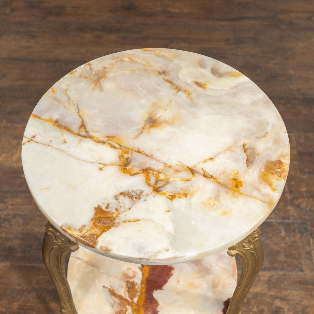 マーブルトップ ラウンド 2段 オケージョナルテーブル /23K-B