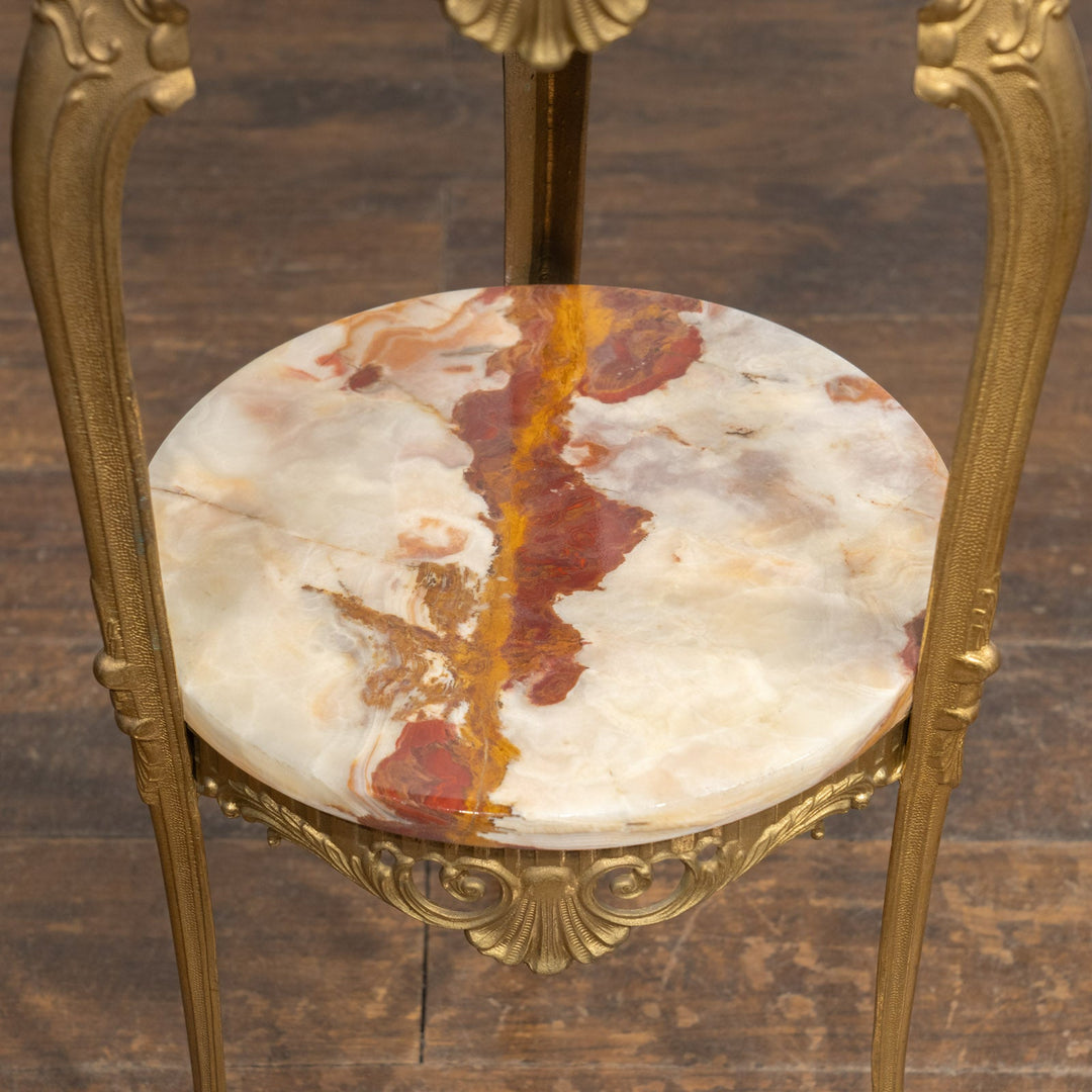 マーブルトップ ラウンド 2段 オケージョナルテーブル /23K-B