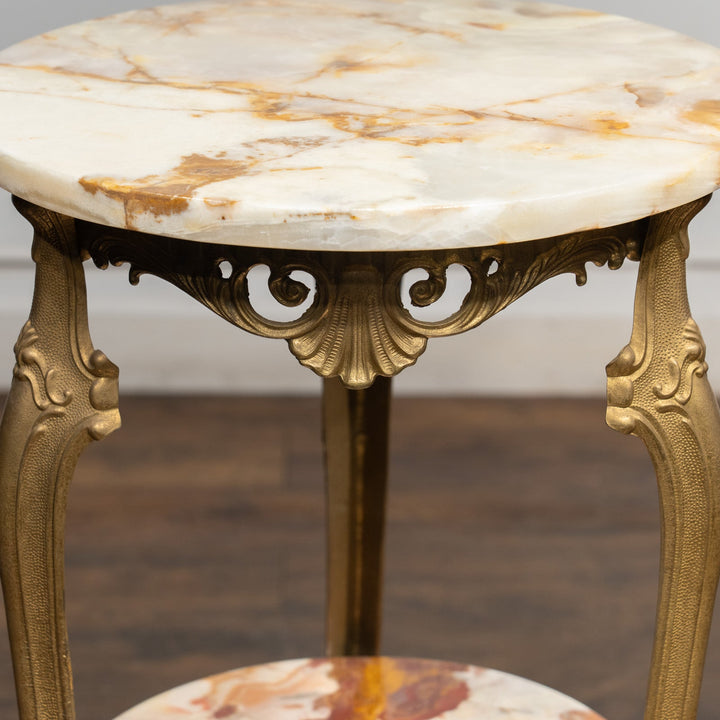 マーブルトップ ラウンド 2段 オケージョナルテーブル /23K-B