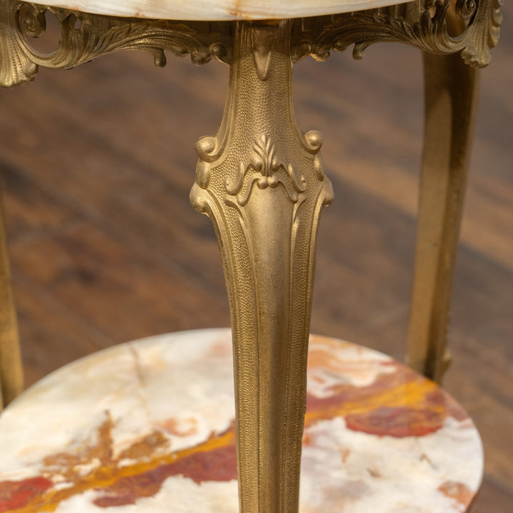 マーブルトップ ラウンド 2段 オケージョナルテーブル /23K-B