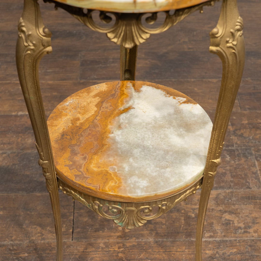 マーブルトップ ラウンド 2段 オケージョナルテーブル /23K-A