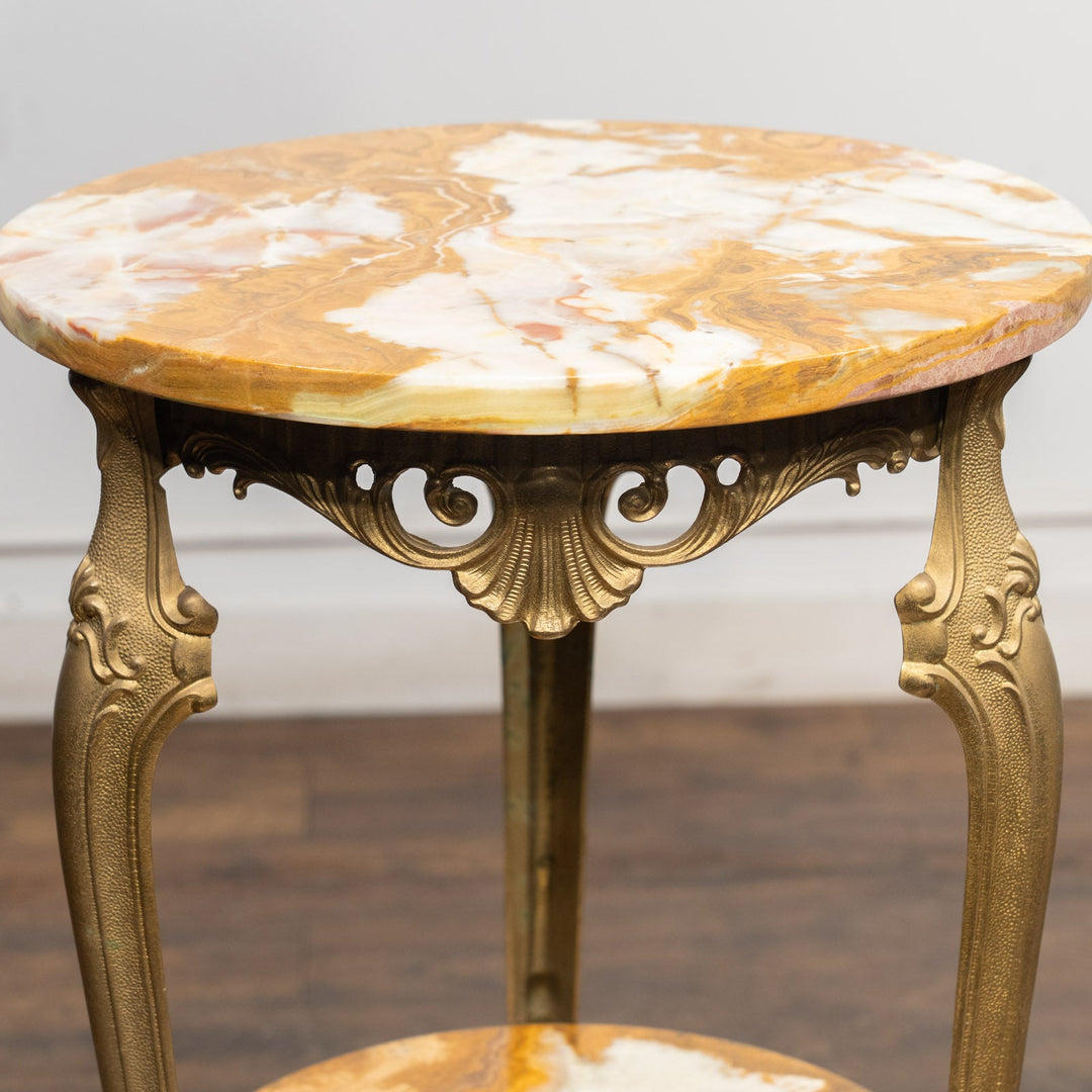 マーブルトップ ラウンド 2段 オケージョナルテーブル /23K-A