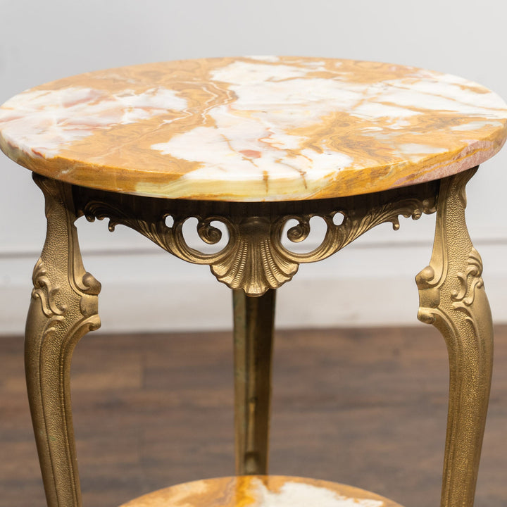 マーブルトップ ラウンド 2段 オケージョナルテーブル /23K-A