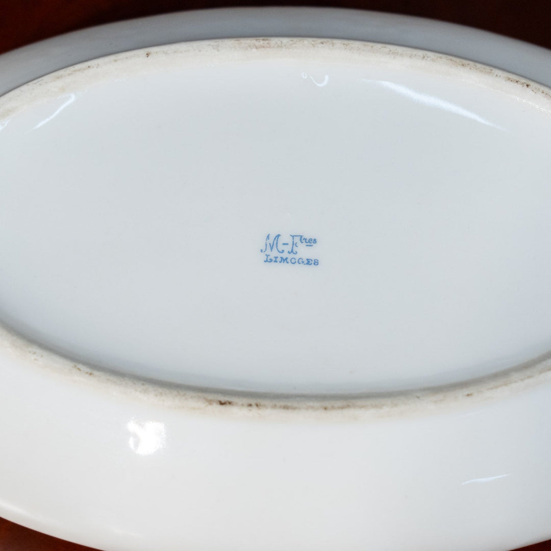 【LIMOGES リモージュ】美しい白磁に花のパターンが上品 トリンケットボックス[m]