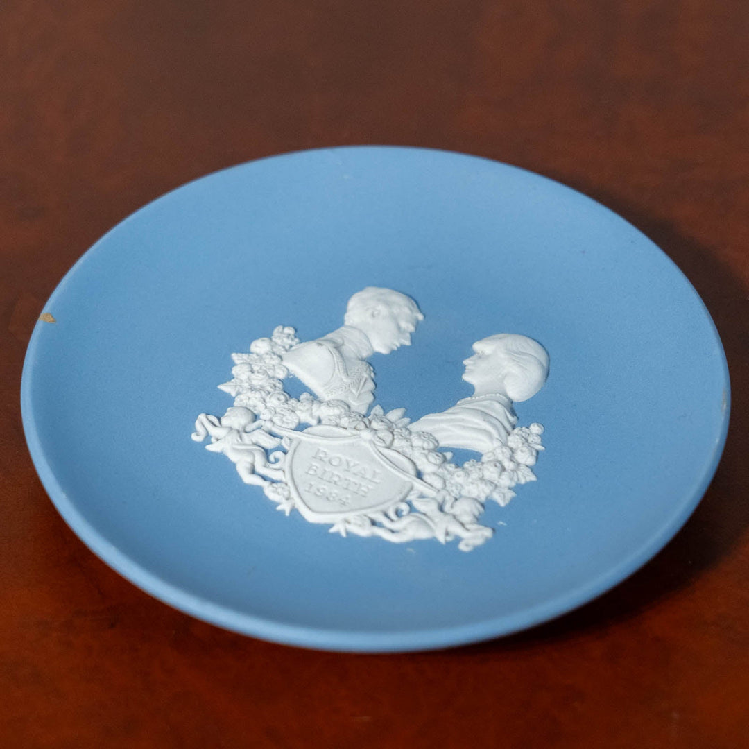 【WEDGWOOD ウェッジウッド Jasper ジャスパー】ウィリアム皇太子の誕生記念品 ミニプレート ペールブルー /23K[m]