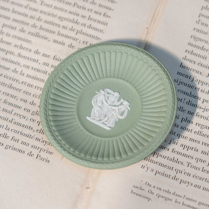 【WEDGWOOD ウェッジウッド Jasper ジャスパー】ラウンド ピンディッシュ セージグリーン /23K[m]