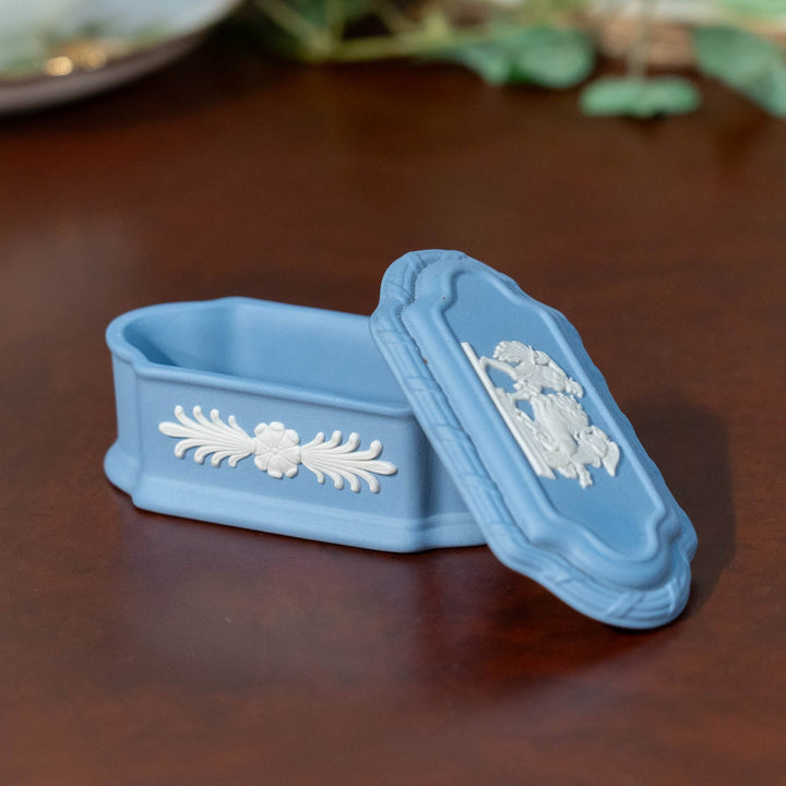 【WEDGWOOD ウェッジウッド Jasper ジャスパー】蓋付き小物入れ トリンケットボックス ペールブルー /23K[m]