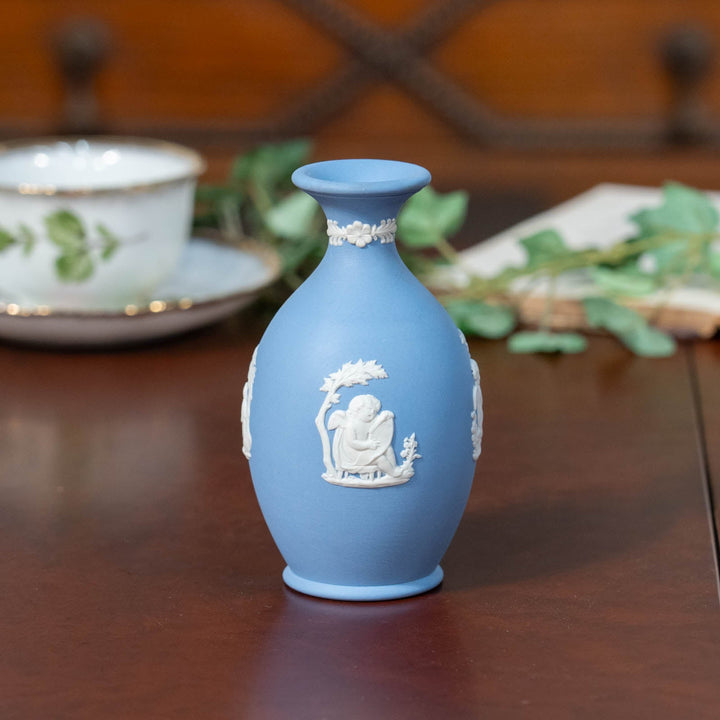 【WEDGWOOD ウェッジウッド Jasper ジャスパー】フラワーベース ペールブルー /23K-C[m]