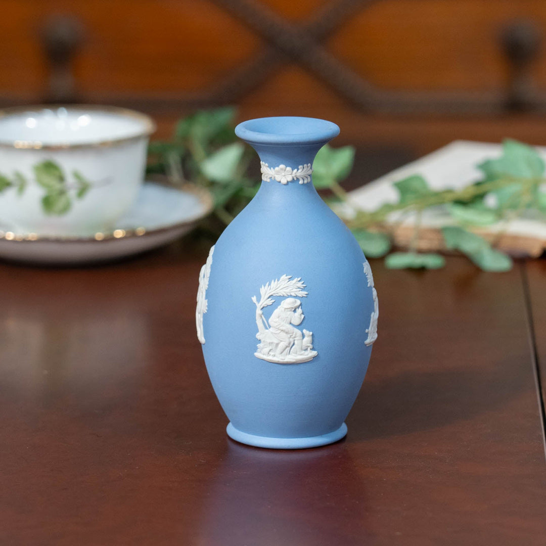 【WEDGWOOD ウェッジウッド Jasper ジャスパー】フラワーベース ペールブルー /23K-C[m]