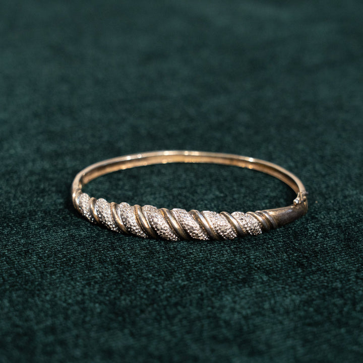 存在感のある優雅なツイストデザイン シルバー ブレスレット /23K