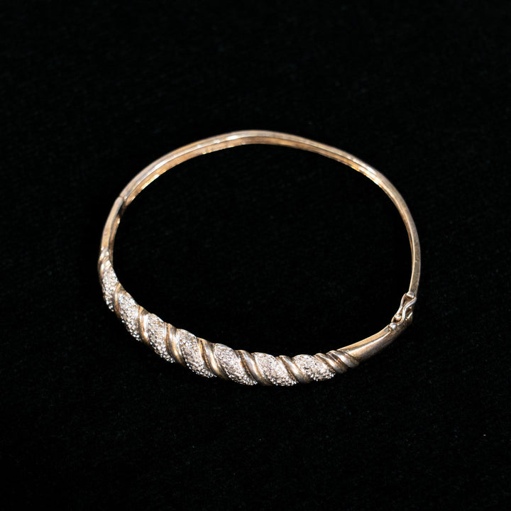 存在感のある優雅なツイストデザイン シルバー ブレスレット /23K