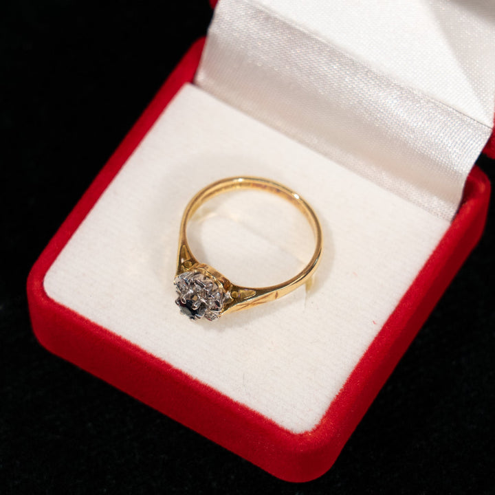 花が咲く様な華やかなデザイン サファイア クラスター アンティークリング /23K