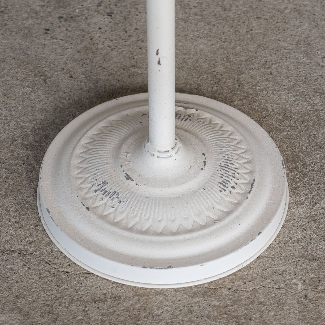 バスケットタイプで鉢を安定して置ける アンティーク調 ホワイト フラワースタンド M