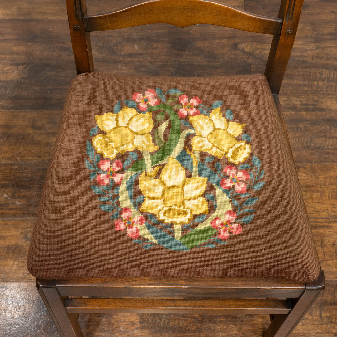 英国【ERCOL アーコール】花柄のクッションが素敵 ラダーバックチェア No.715 Old Colonial オールドコロニアル /24I-1