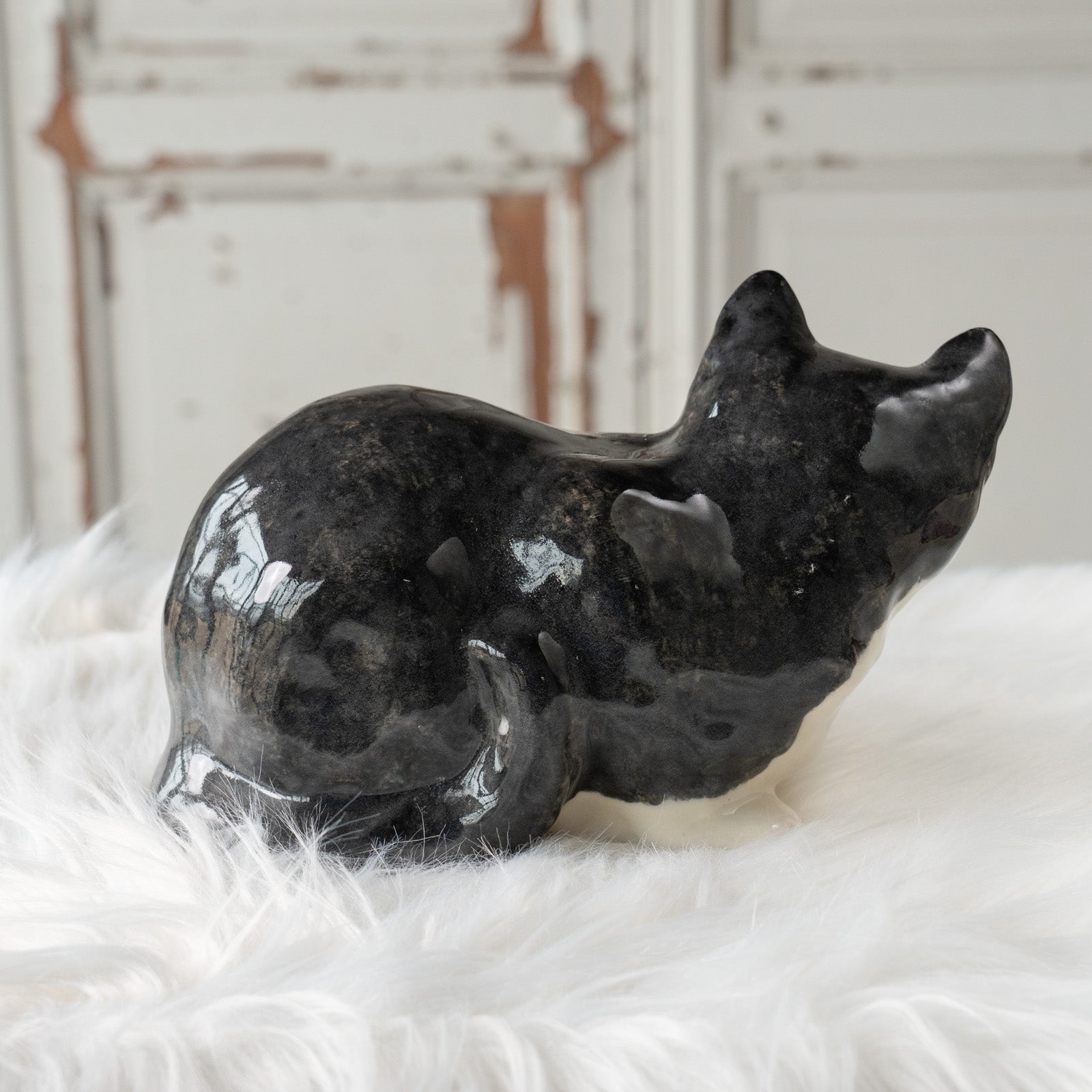 サイズ1　ウィンスタンレイキャット　ケンジントンキャット　丸まり黒猫　貫入無し❣️ Winstanley Cat ウィンスタンレイ キャット】思わず触りたくなる丸々と