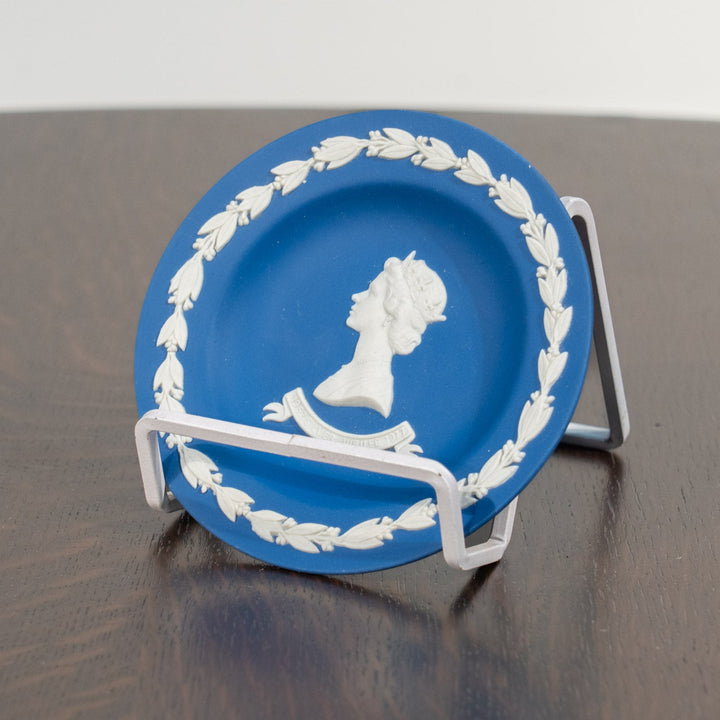 【WEDGWOOD ウェッジウッド Jasper ジャスパー】エリザベス女王即位25周年記念品 シルバージュビリー ピンディッシュ ロイヤルブルー /24L[m]