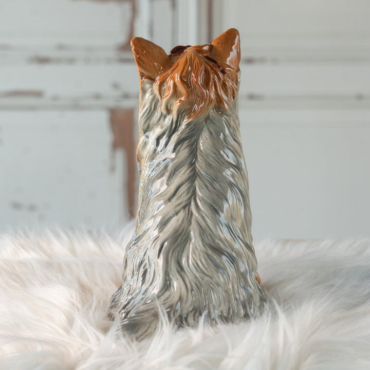 【BESWICK ベスウィック】つぶらな瞳や頭のリボンが可愛らしい ヨークシャーテリア ドッグフィギュリン /24L-A[m]