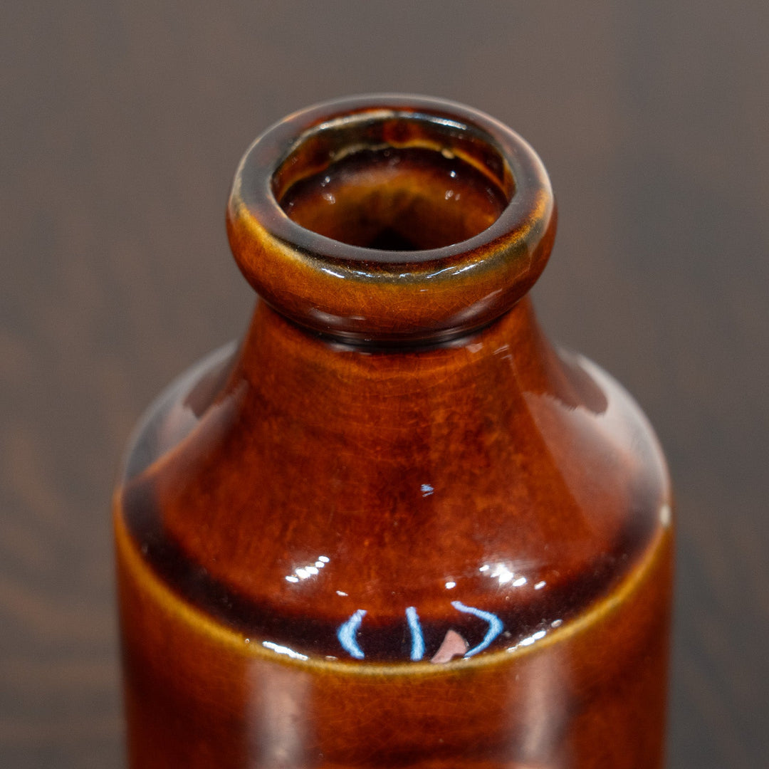 素朴なフォルムに濃い飴色の釉薬が艶やか ブラウン アンティークボトル /24L-B[m]