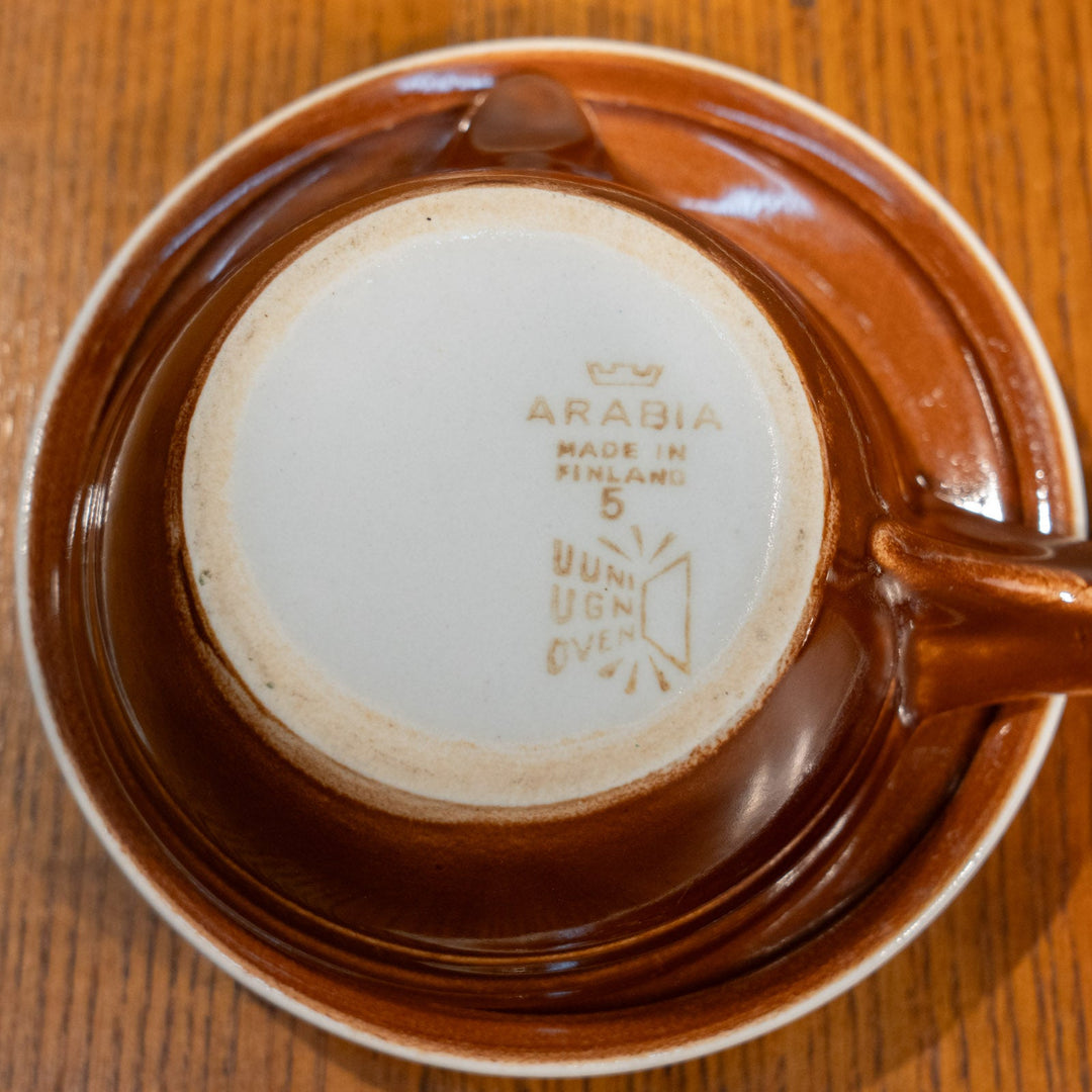 【ARABIA アラビア】こっくりした飴色が上品 ソースボート&スタンド