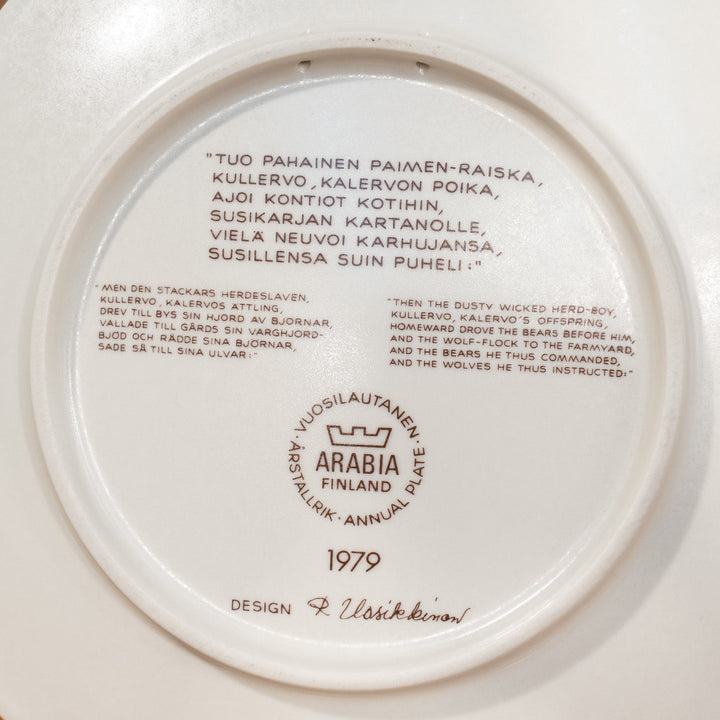 【ARABIA アラビア Kalevala カレワラ】イヤープレート 1979年製 20cm /25D