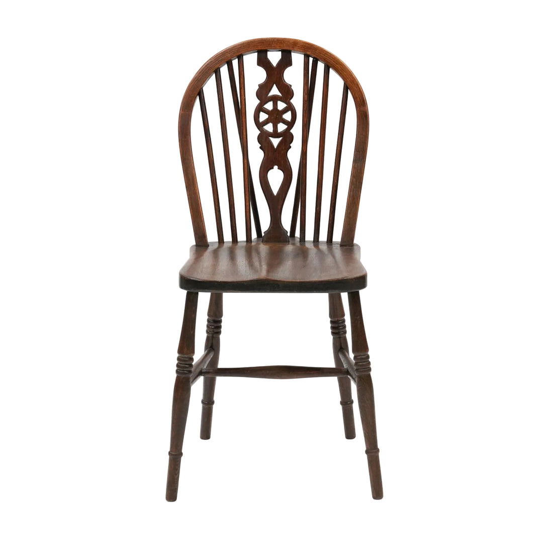 車輪モチーフの透かし彫りが特徴 カントリー家具の定番 ホイールバック ウィンザーチェア /25G-12