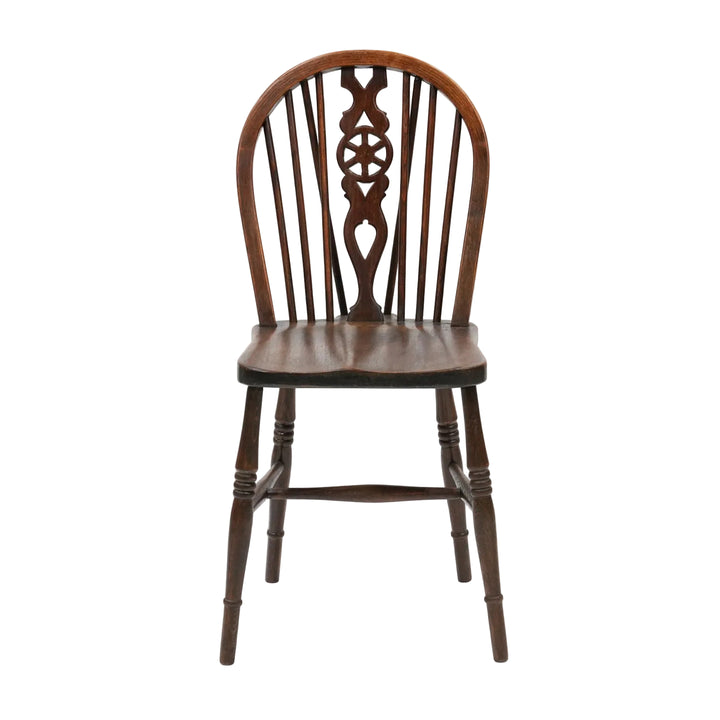 車輪モチーフの透かし彫りが特徴 カントリー家具の定番 ホイールバック ウィンザーチェア /25G-12