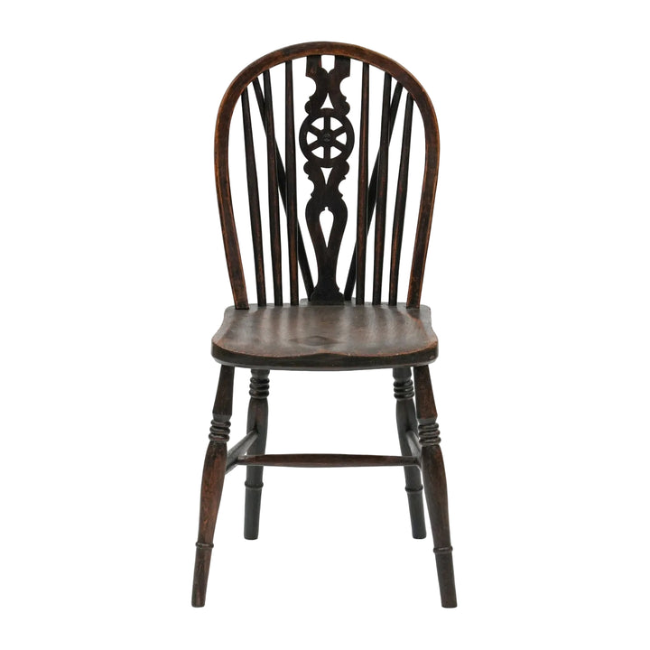 車輪モチーフの透かし彫りが特徴 カントリー家具の定番 ホイールバック ウィンザーチェア /25G-16