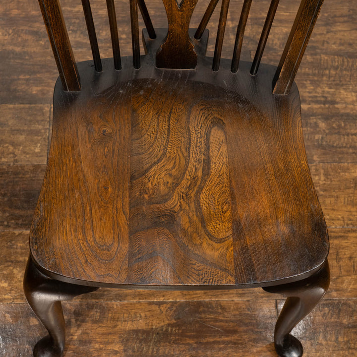 車輪モチーフの透かし彫りが特徴 珍しいカブリオールレッグタイプ ホイールバック ウィンザーチェア /25G-3