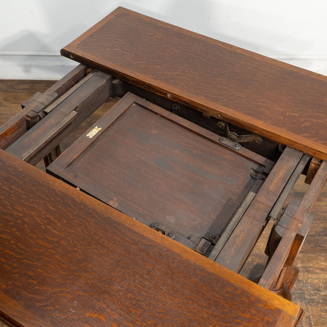 【Ee-zi-way イージーウェイ】中央の折り畳まれた天板が拡張する レアな逸品 サプライズテーブル /25G-A