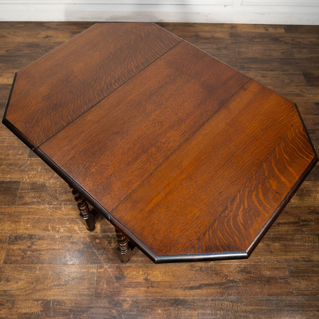 開くと八角形になる天板が優雅 オーク ゲートレッグ 折りたたみテーブル /25G