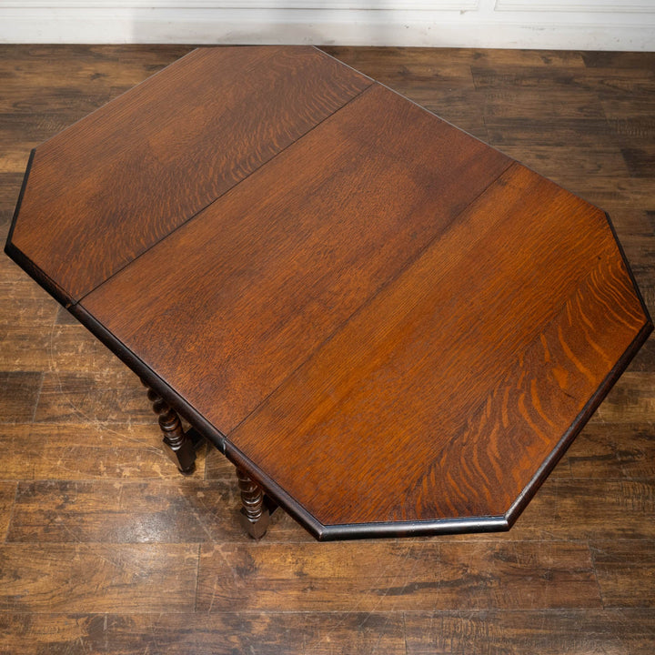 開くと八角形になる天板が優雅 オーク ゲートレッグ 折りたたみテーブル /25G