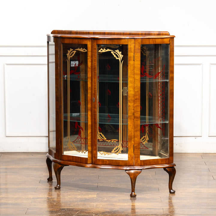 【Rivington リビングトン】鮮やかなプリントの装飾が印象的 ミラーバック ガラスキャビネット /25G