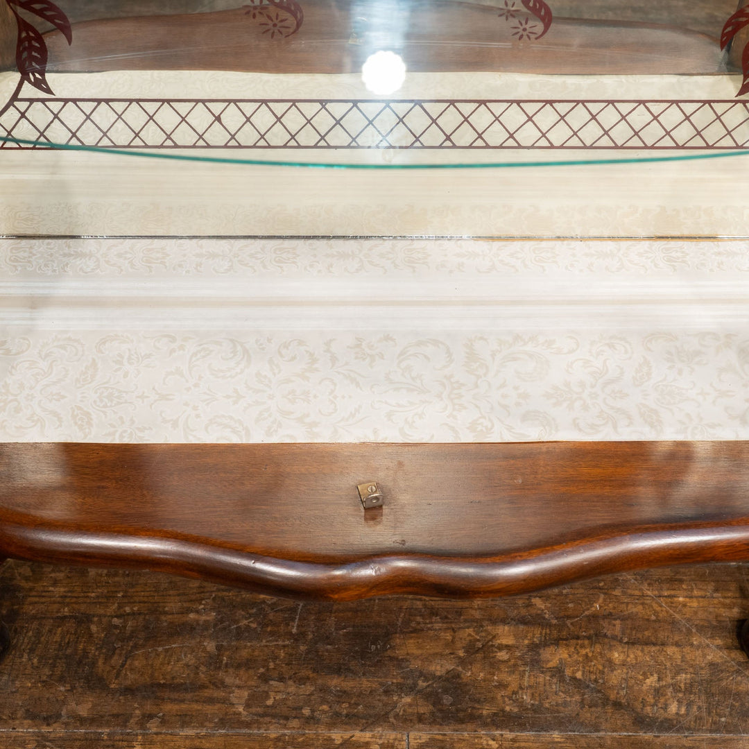 【Rivington リビングトン】鮮やかなプリントの装飾が印象的 ミラーバック ガラスキャビネット /25G